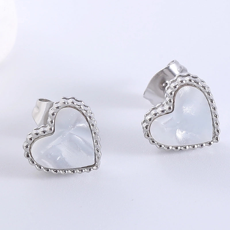 1 Pair Casual Minimalist Heart Shape Plating Inlay 304 Stainless Steel Acrylic Ear Studs
