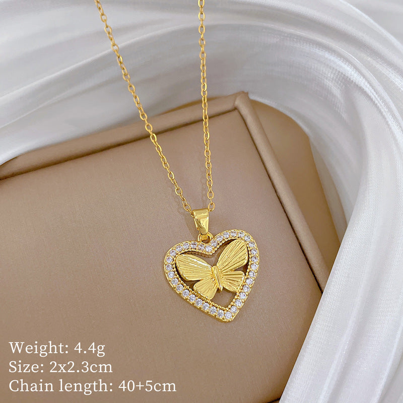 Copper Micro-Inlaid Cross Fashionable And Gorgeous Full Diamond Necklace For Women All-Match Clavicle Chain Titanium Steel