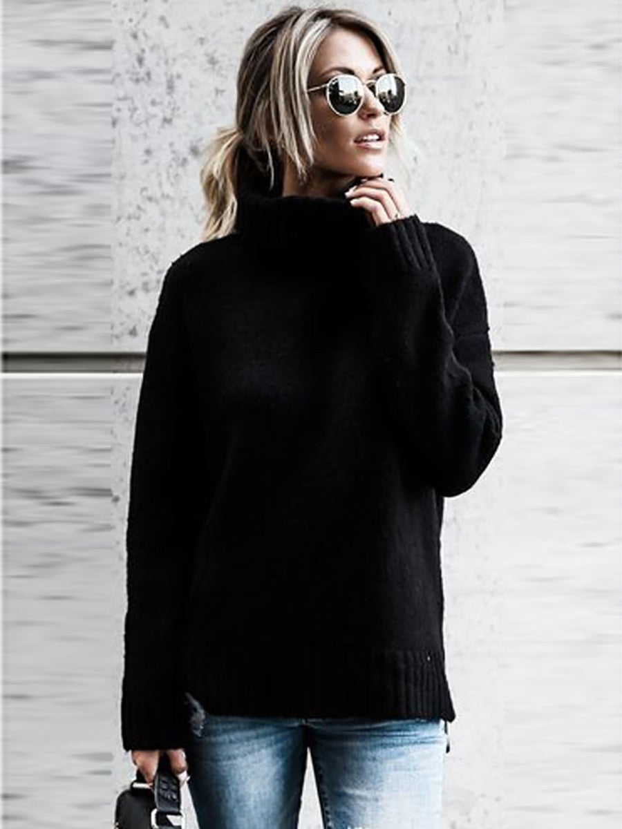 Solid Color Turtleneck Long Sleeve Sweater(6 colors)