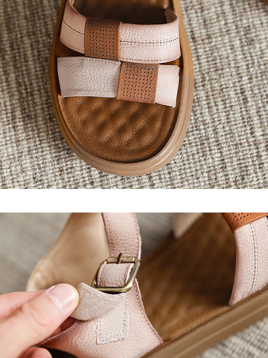 Women Summer Leather Weave Flat Sandals