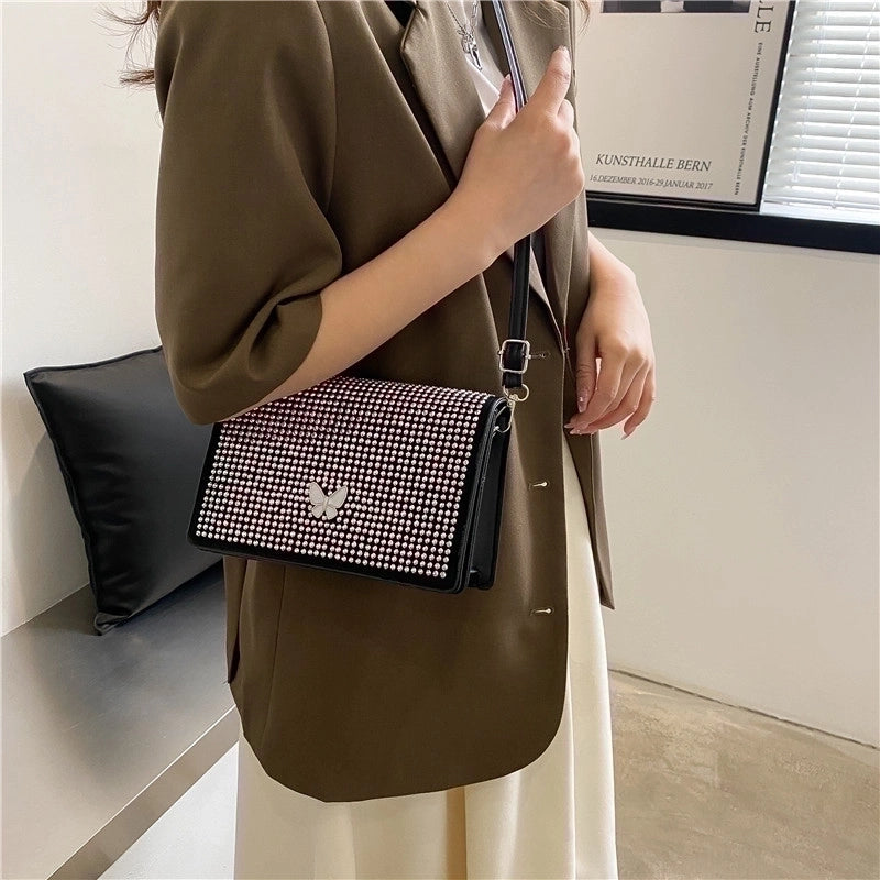 Women's All Seasons Pu Leather Butterfly Streetwear Square Magnetic Buckle Square Bag