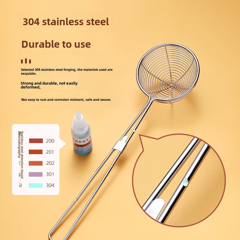 Red Handle Stainless Steel Bubble Tea Colander Pearl Spoon Filter Small Powder Round Spoon For Milk Tea Shop