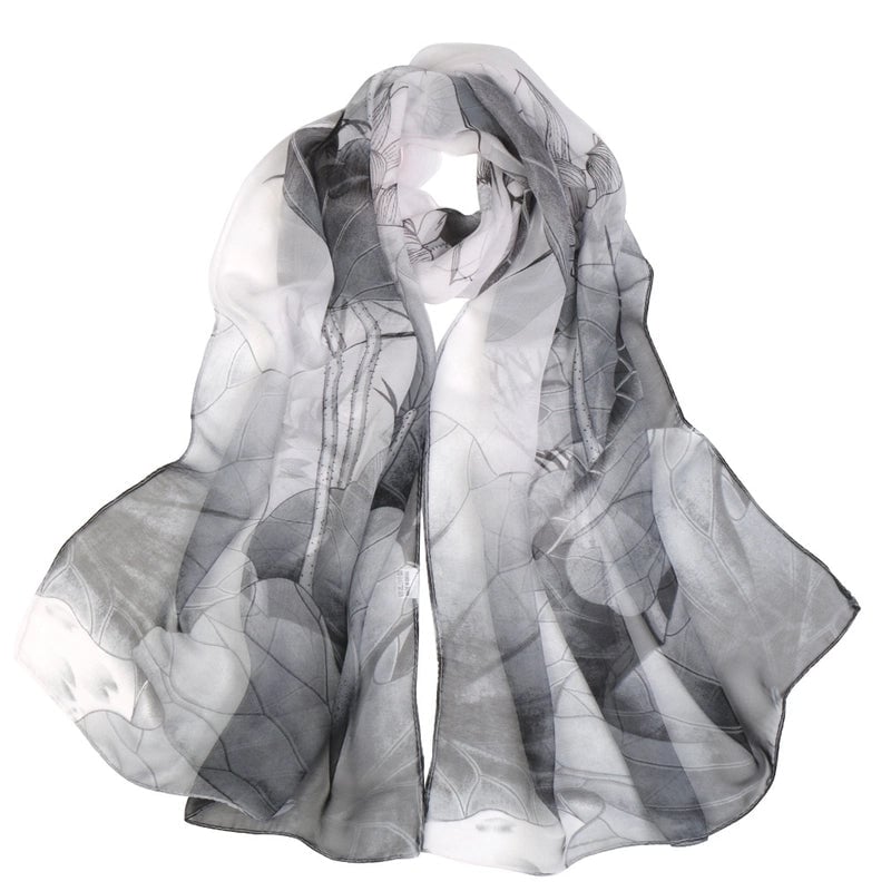 Women's Elegant Flower Georgette Printing Cotton Linen Scarves