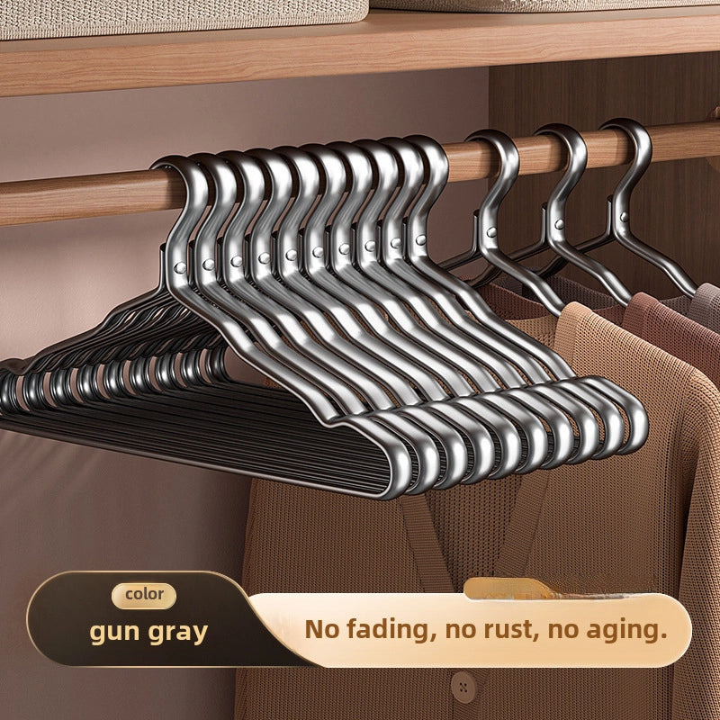 Space Aluminum Alloy Hanger Household Hanging Clothes Seamless Clothes Support Anti-slip Anti-shoulder Angle Light Luxury Metal Adult Drying Rack