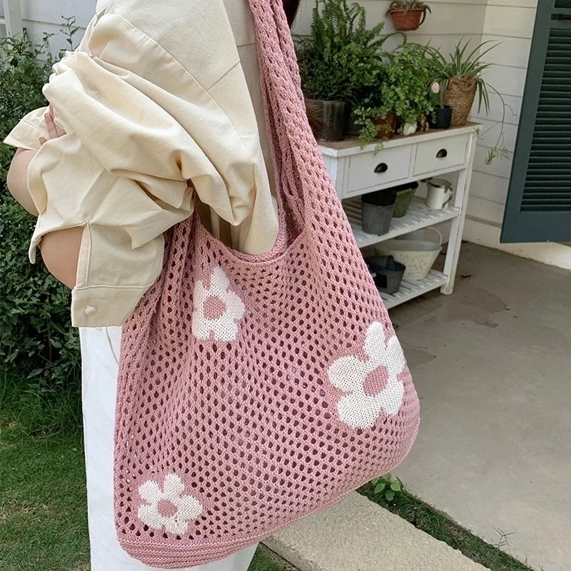 Women's Medium Polyester Flower Cute Square Open Handbag