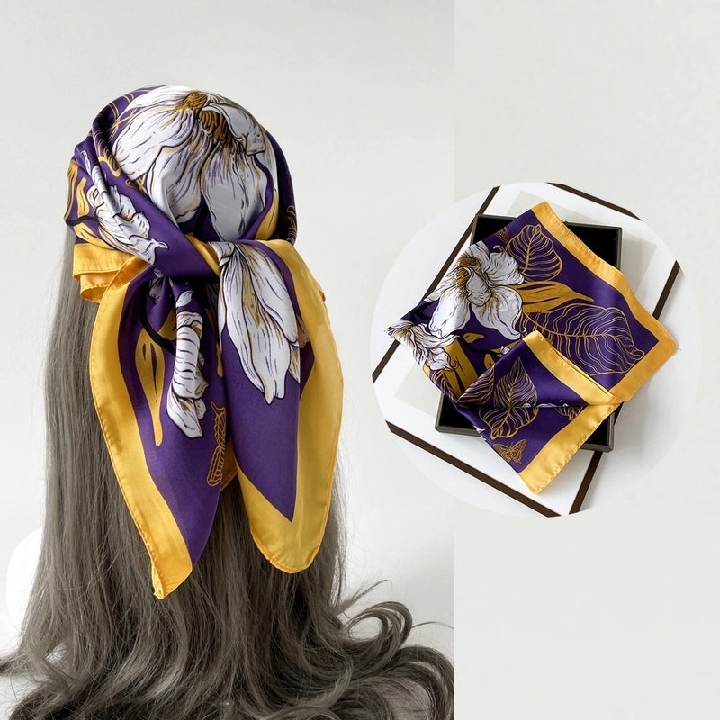 Women's Casual Flower Satin Printing Bandanas