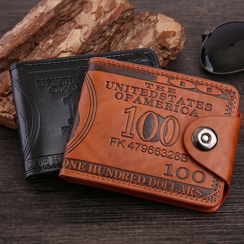 New Pressure Change Short Retro Magnetic Buckle Dollar Pattern Men's Wallet