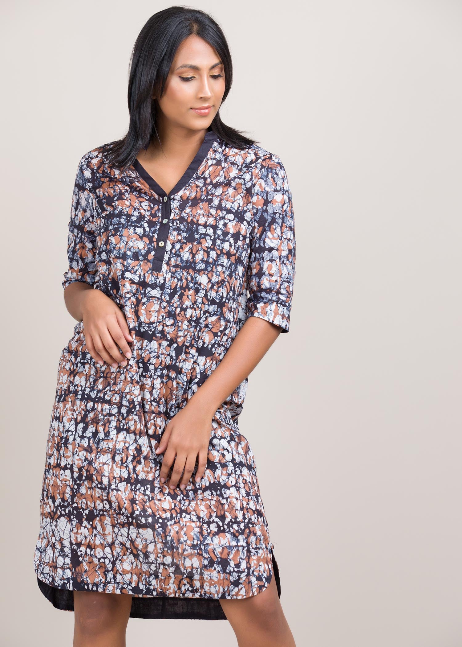 batik knee length dress