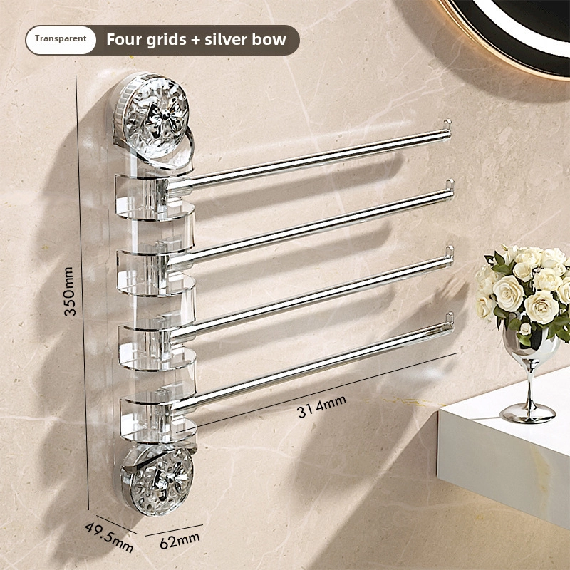 Suction Cup Towel Rack Internet Celebrity Punch-free Wall-mounted Rotating Rack Bathroom Towel Bar Multi-bar Multi-function Rack