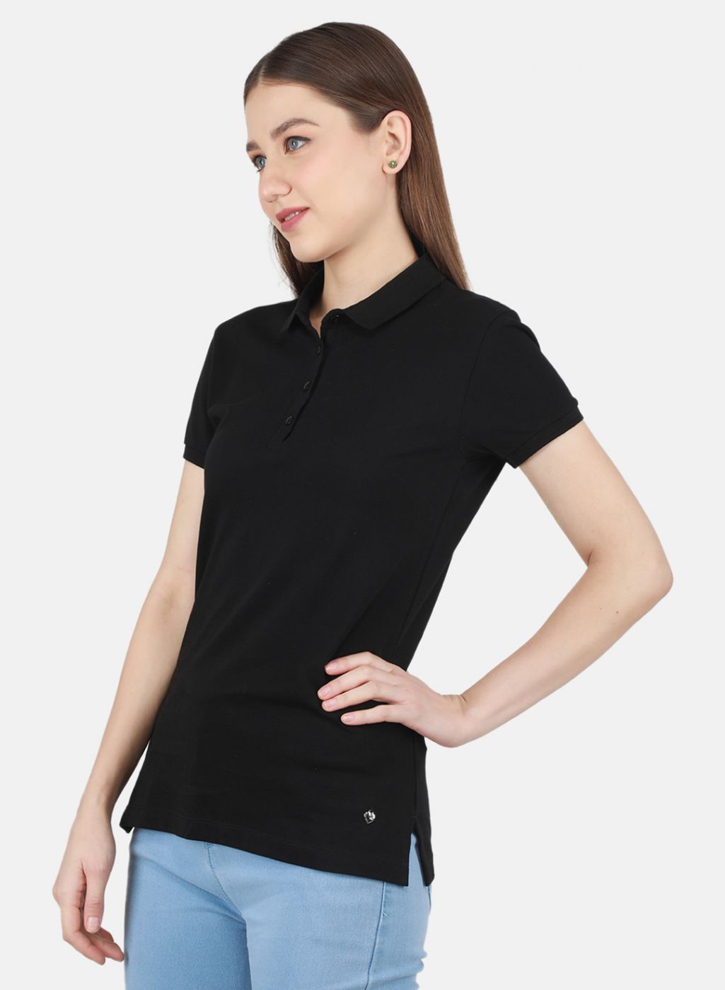 Women Black Solid T-Shirt