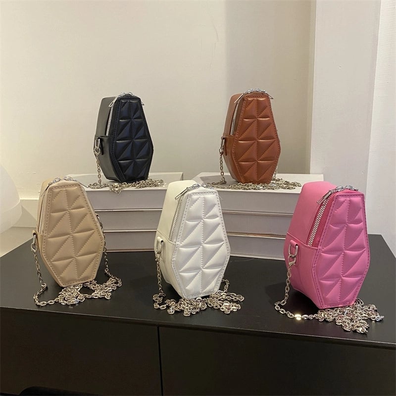 Women's Small All Seasons Pu Leather Argyle Elegant Square Zipper Shoulder Bag Square Bag Chain Bag