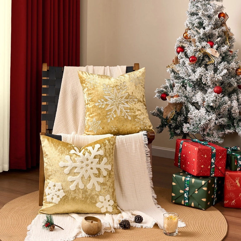 Minimalist Letter Snowflake Cotton Pillow Cases Couch & Sofa Decor