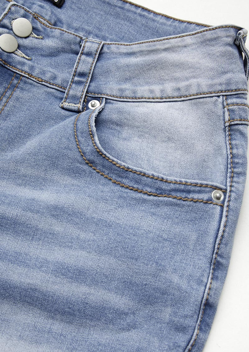 Final Sale!!⚡6 Packs for $24.86⚡ - Wash Double Button Flap Pocket Mid Waist Straight Leg Jeans