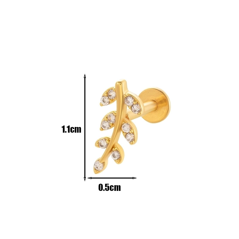 1 Piece Lip Rings Minimalist Heart Shape Flower Butterfly 316L Stainless Steel  Copper Plating Inlay Zircon