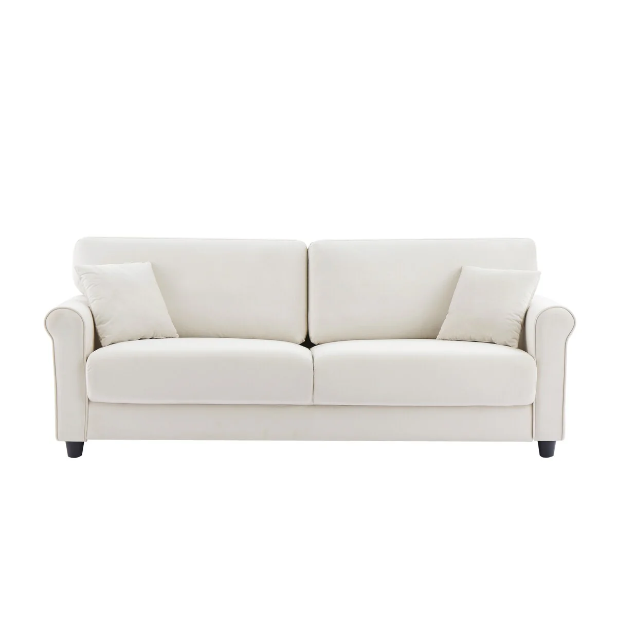 Classic Velvet Sofa Couch with Hardwood Frame, Upholstered Couch, Rounded Arms