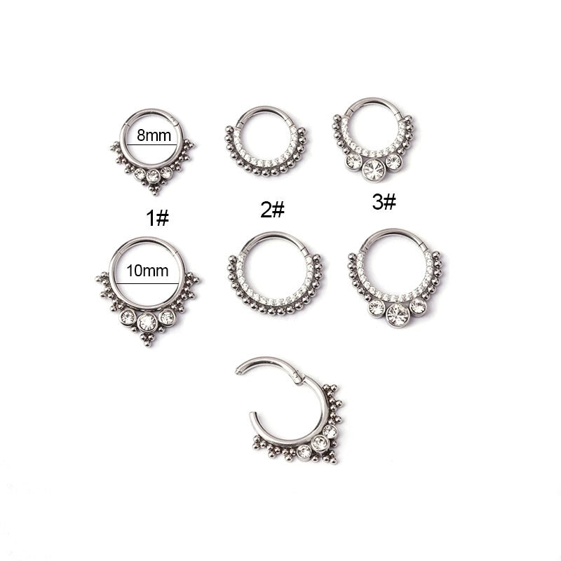 316 Stainless Steel  Fashion Inlaid Zircon Geometric Nose Ring