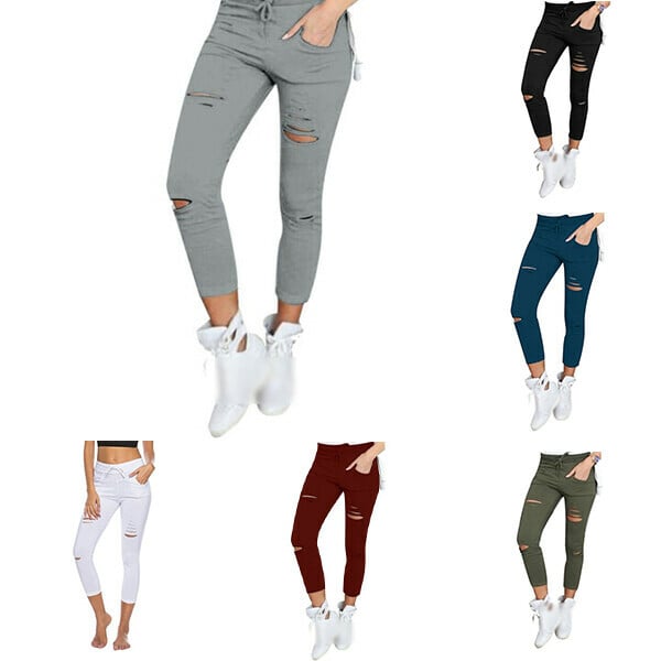 🔥🔥Skinny pant High Waist Casual Stretch Ripped Jean