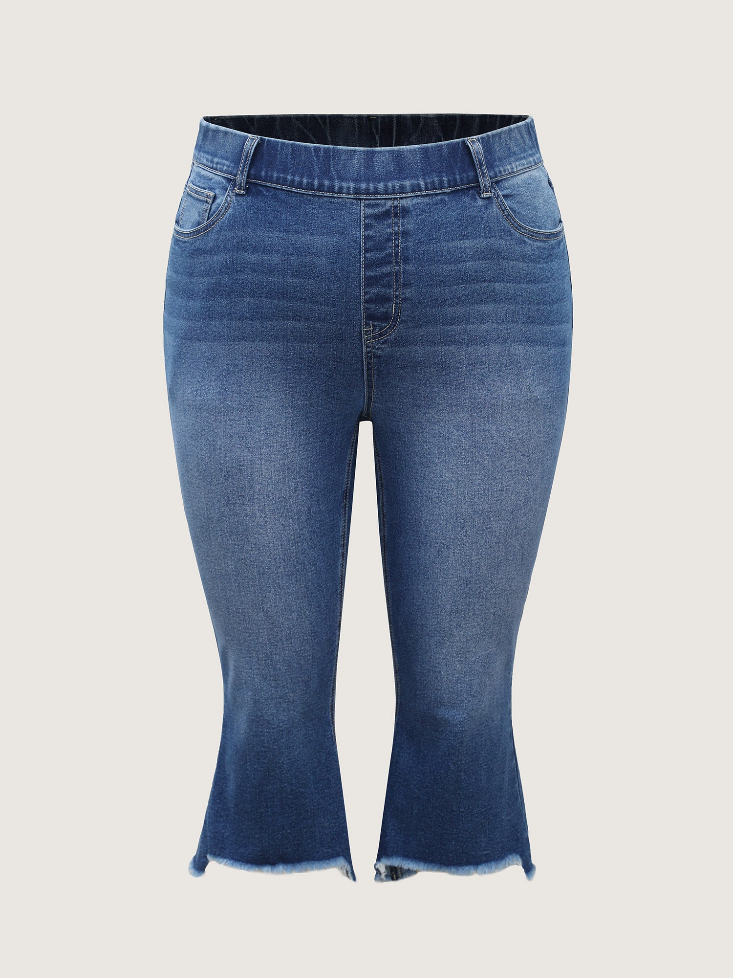 Pull-On Frayed Capri Hem Jeans