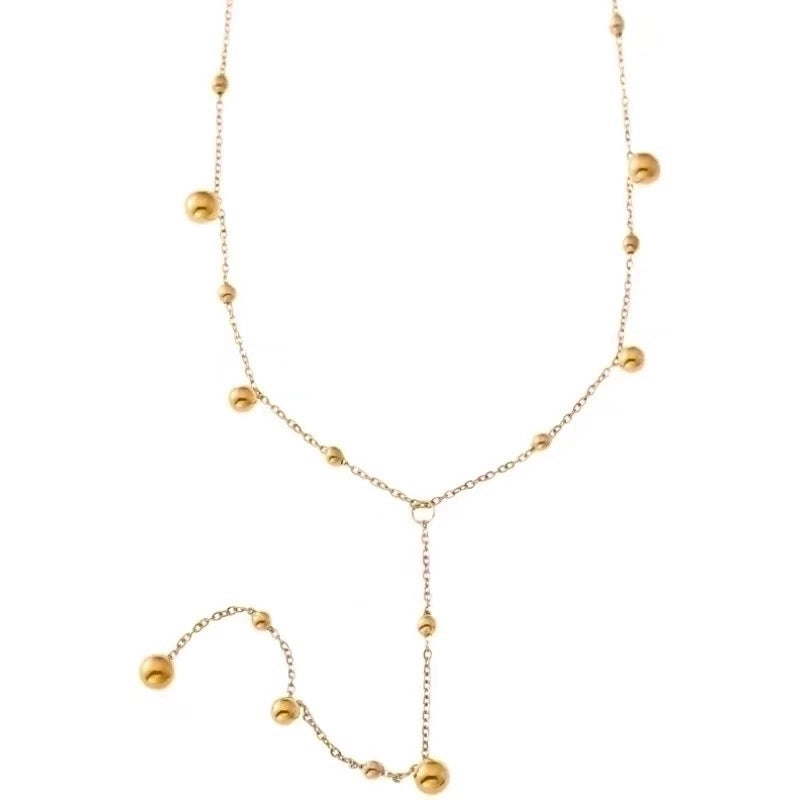 Minimalist Ball Titanium Steel Plating Long Necklace