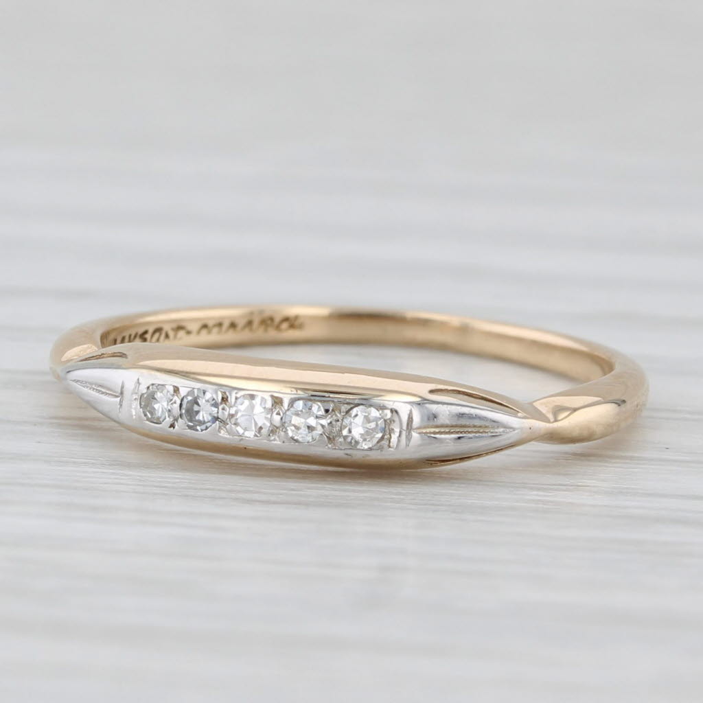 Vintage Diamond Ring 14k White Yellow Gold Stackable Wedding Band Size 6
