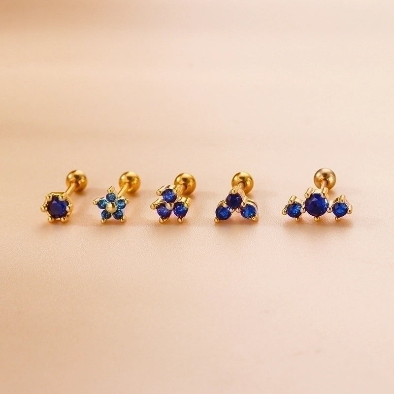 1 Piece Ear Cartilage Rings & Studs Fashion Flower 316L Stainless Steel  Copper Plating Inlay Zircon