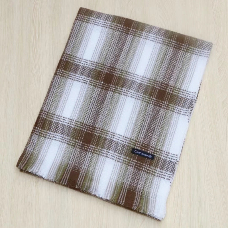 Soft Waxy Woven Plaid Cashmere Scarf Instagram Style Autumn And Winter New Arrival Retro Couple Warm Shawl Trendy
