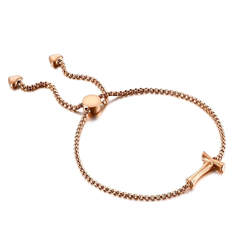 Casual Minimalist Letter Heart Shape Stainless Steel 18K Gold Plated Bracelets In Bulk
