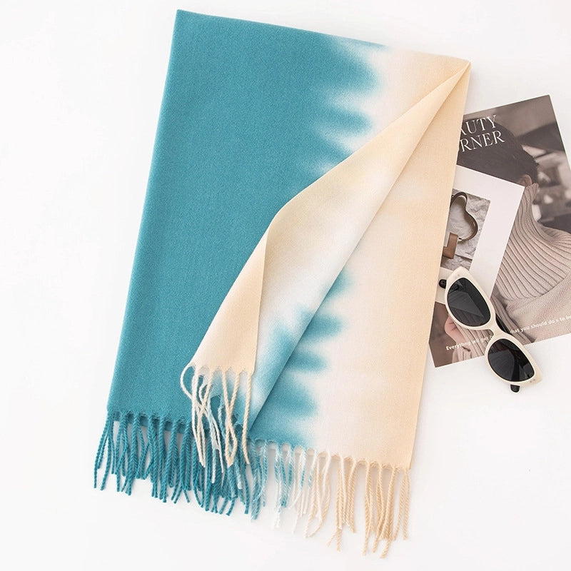 Women's Casual Multicolor Imitation Cashmere Tassel Scarf