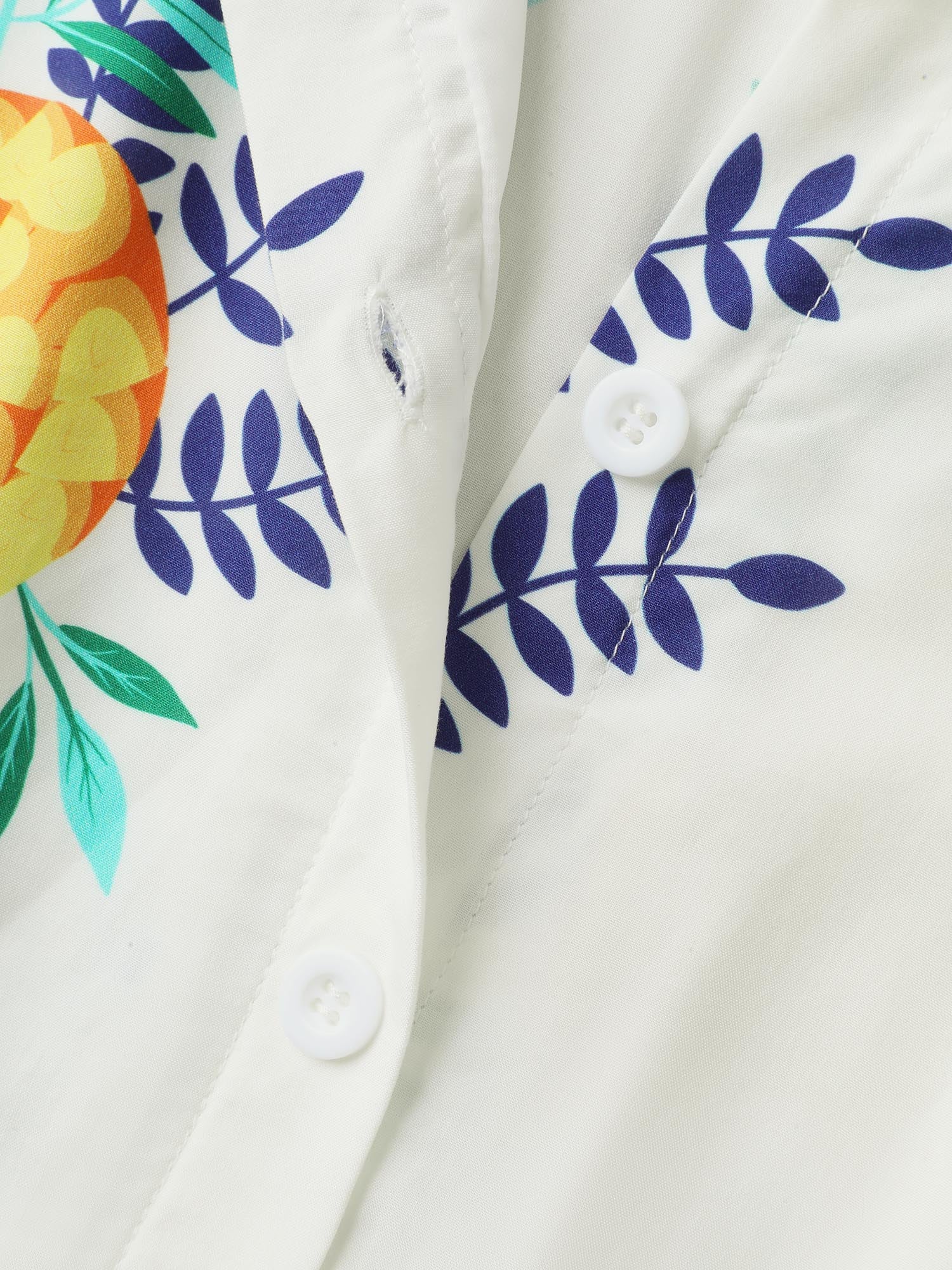 Rayon Fruit Print Collar Pockets Midi Dress