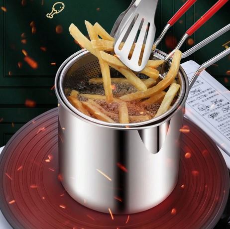 Stainless Steel Deep Frying Pot With Strainer