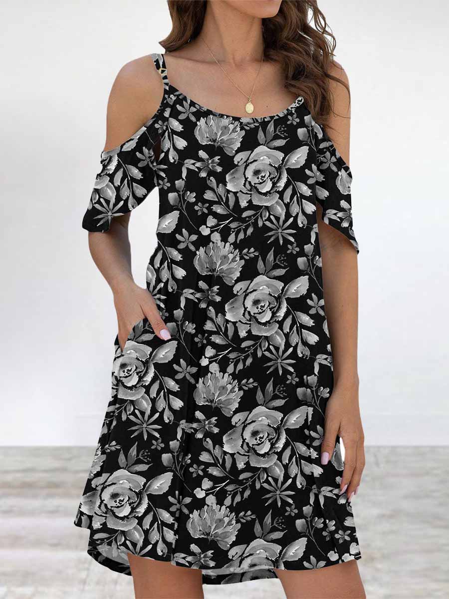 Elegant Print Flounce O Neck Dresses(11 Colors)