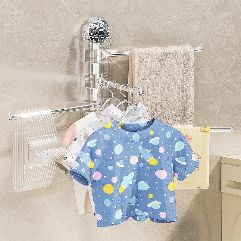 Suction Cup Towel Rack Internet Celebrity Punch-free Wall-mounted Rotating Rack Bathroom Towel Bar Multi-bar Multi-function Rack