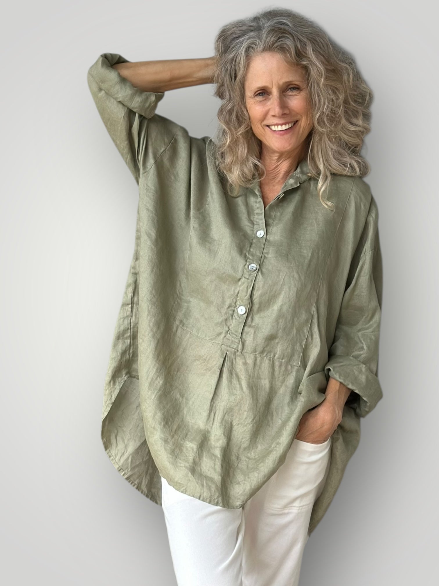 megan shirt - sage linen