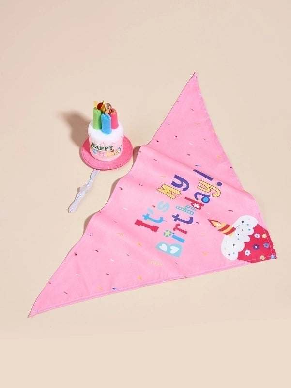 Cute Polyester Birthday Cartoon Letter Pet Scarf Pet Tire