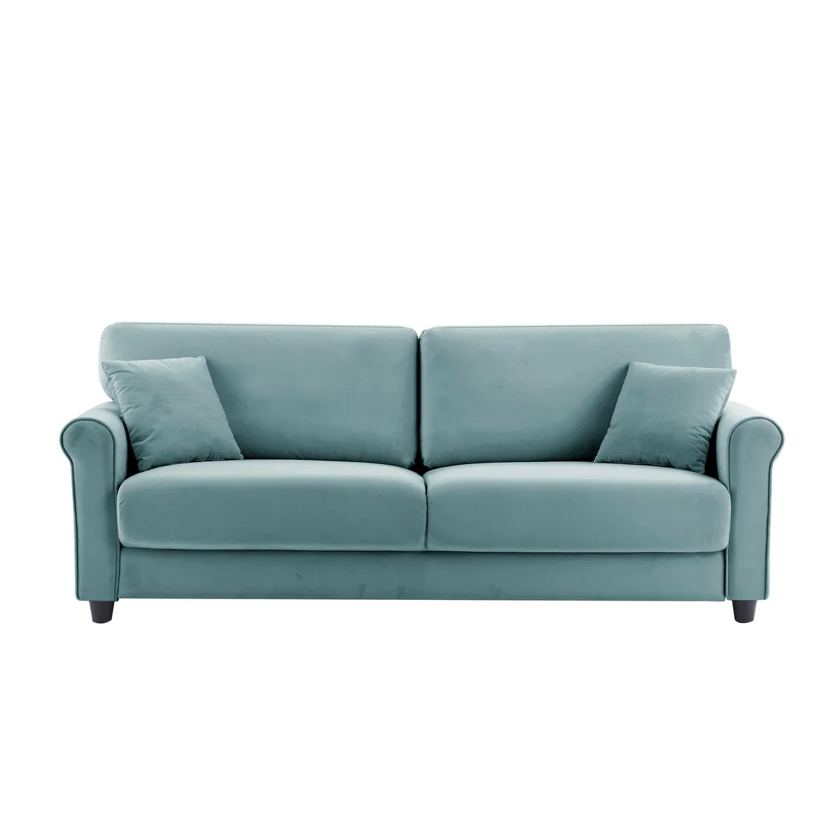 Classic Velvet Sofa Couch with Hardwood Frame, Upholstered Couch, Rounded Arms