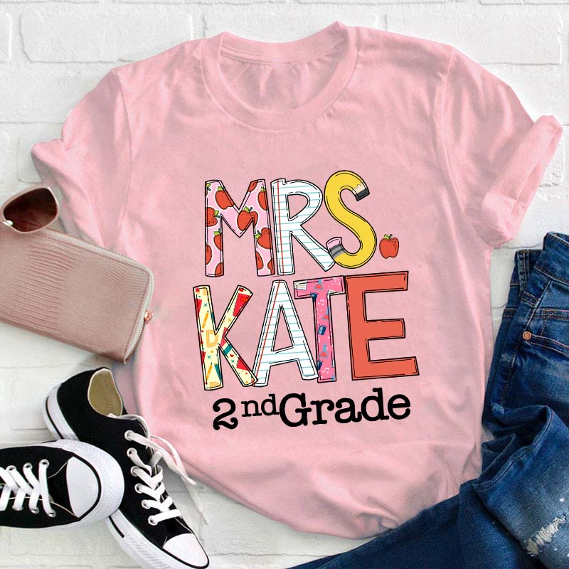 Personalized Name And Grade Teacher T-Shirt