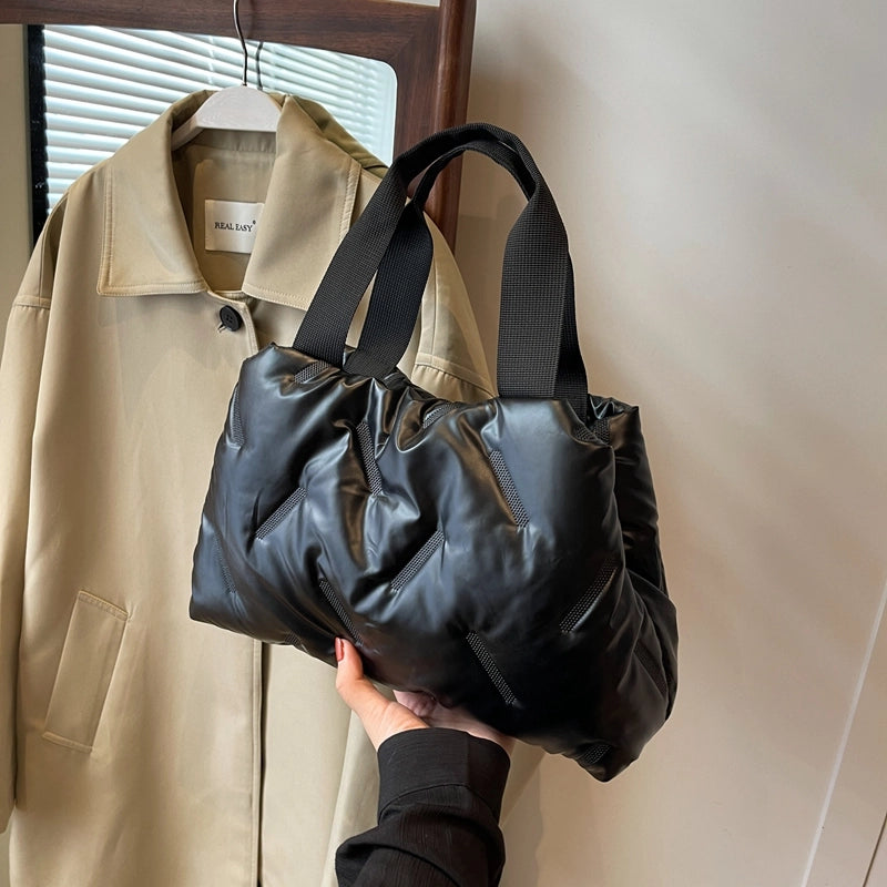 Women's Polyester Solid Color Classic Style Sewing Thread Square Zipper Handbag