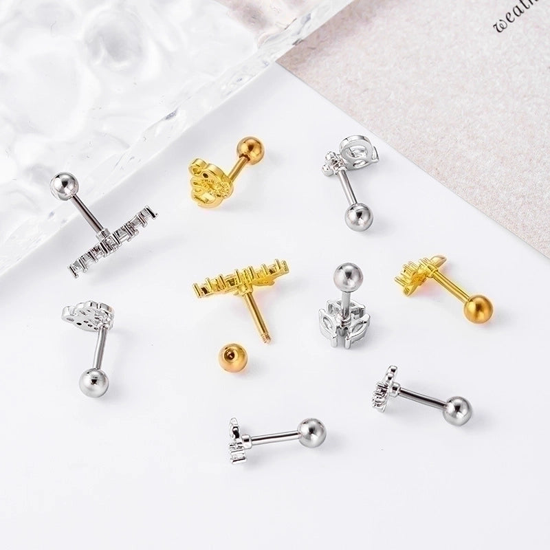 1 Piece Ear Cartilage Rings & Studs Fashion Butterfly 316L Stainless Steel  Copper Plating Inlay Zircon