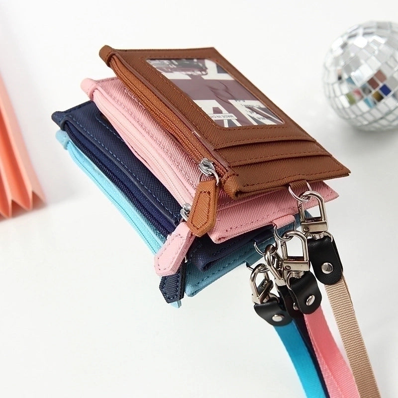 Unisex Solid Color Pu Leather Zipper Card Holders