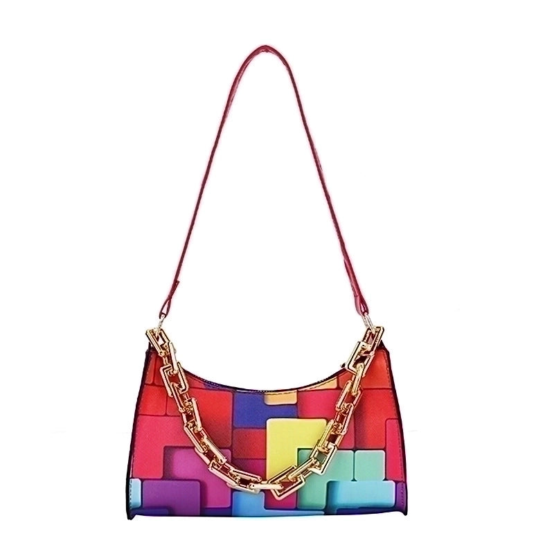 Women's Medium Pu Leather Stripe Streetwear Zipper Underarm Bag