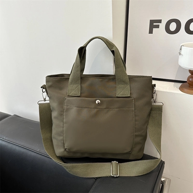 Women's Nylon Solid Color Basic Zipper Shoulder Bag