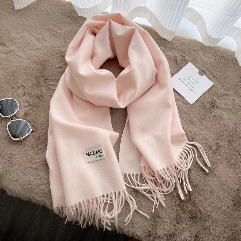 New Solid Color Cashmere Scarf Women's Fashion Wear Autumn And Winter Warm Shawl Women's Scarf