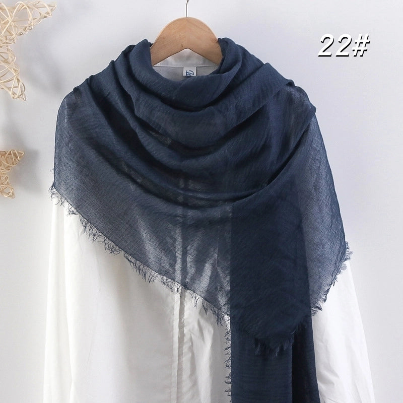 Women's Elegant Basic Solid Color Cotton And Linen Scarf