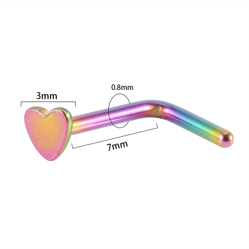 1 Piece Nose Rings & Studs Minimalist Heart Shape 304 Stainless Steel Plating 18K Gold Plated