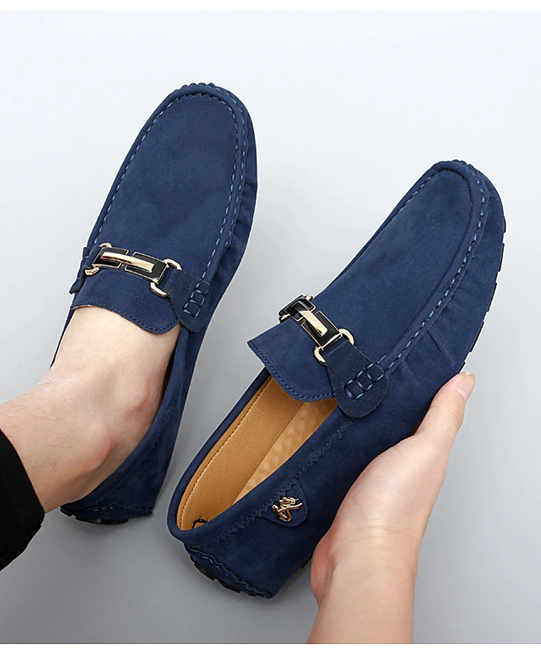 Cricsblue ugg Loafers Men Handmade Leather Shoes Black Casual Driving Flats Slip-On Moccasins Boat Shoes Plus Size Frosted highend shoes