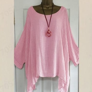 Fashion solid color round neck irregular shirt