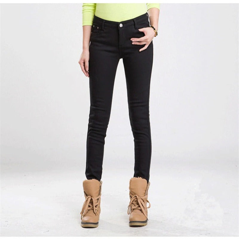 Women's Warm Thick Winter Office Jeans