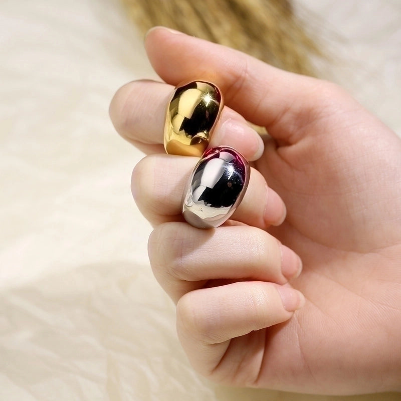 Minimalist Geometric Titanium Steel 18K Gold Plated Plating Rings