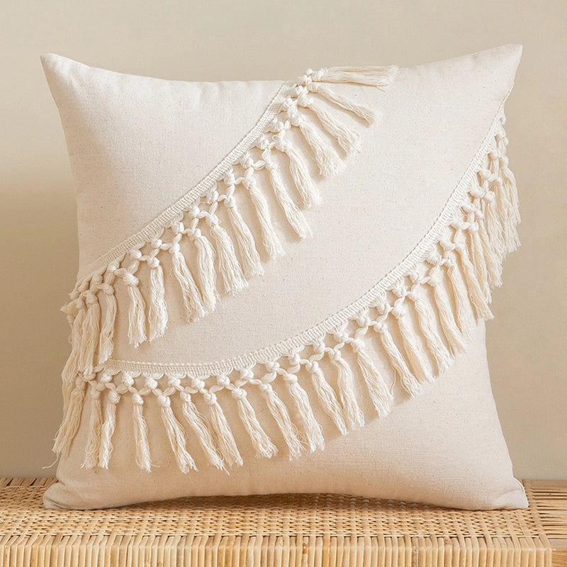 Fashion Tassel Solid Color Cotton Pillow Cases