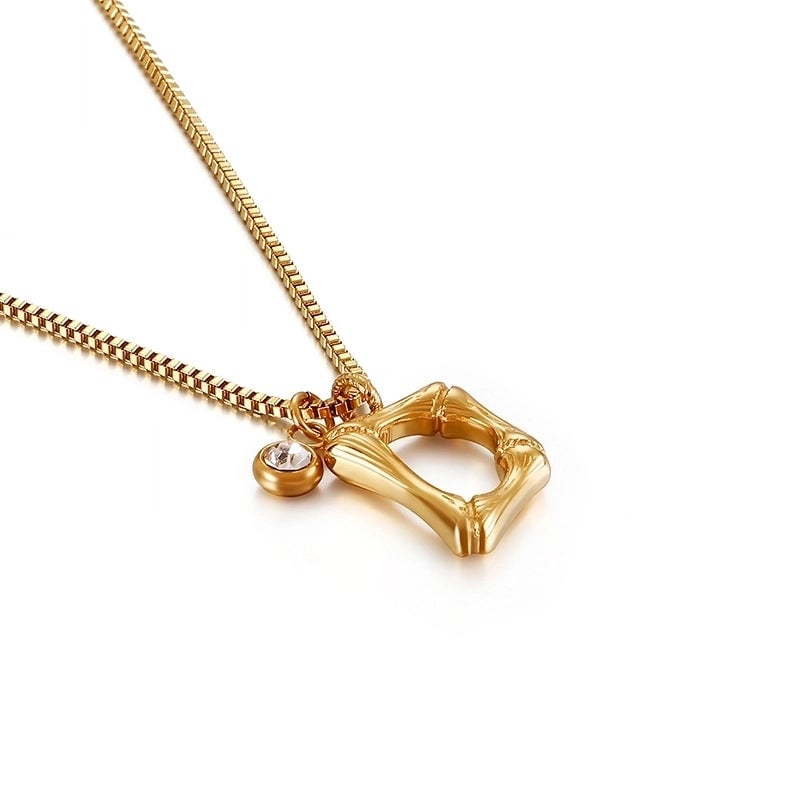 Titanium Steel 18K Gold Plated Minimalist Commute Patchwork Letter Necklace